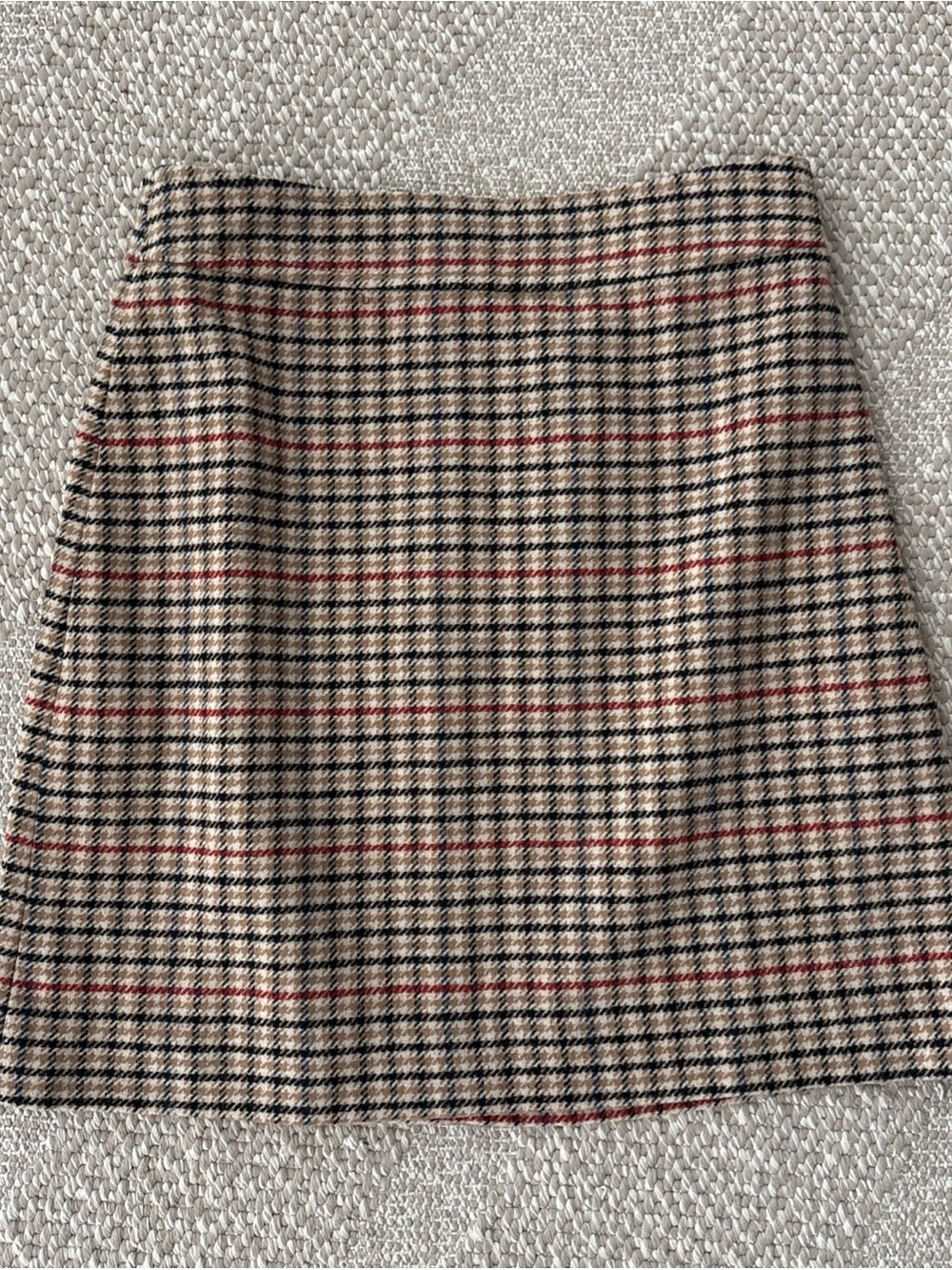 NWT J. Crew Plaid A-Line Mini Skirt in Classic Beige/Black/Red Sz 2 Retail $89